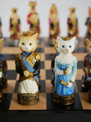 Chess Set - Cats & Dogs Resin Chessmen in Black/Maple Chest