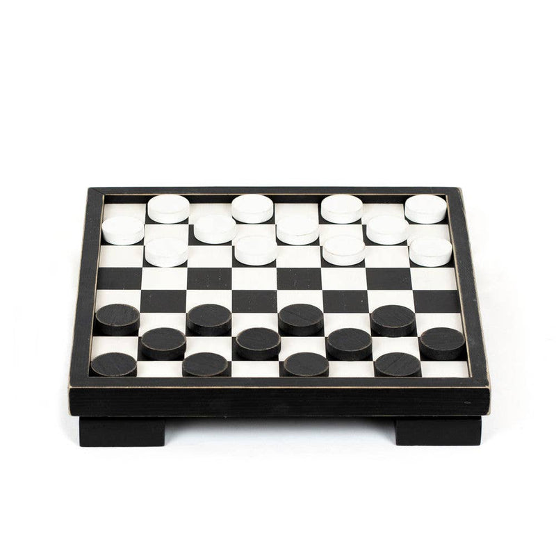 Wood Checkerboard Set with Storage, Black 12x12x2