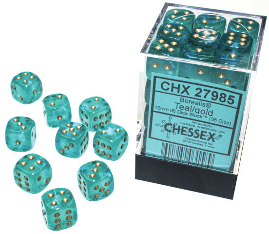 Chessex 12mm d6 Borealis Dice Block (36 Dice)