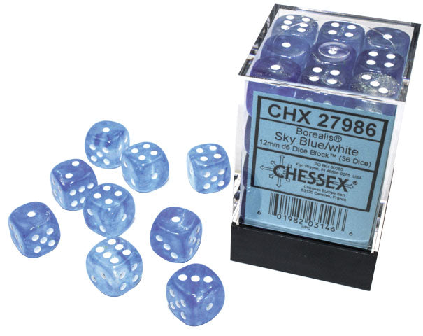 Chessex 12mm d6 Borealis Dice Block (36 Dice)
