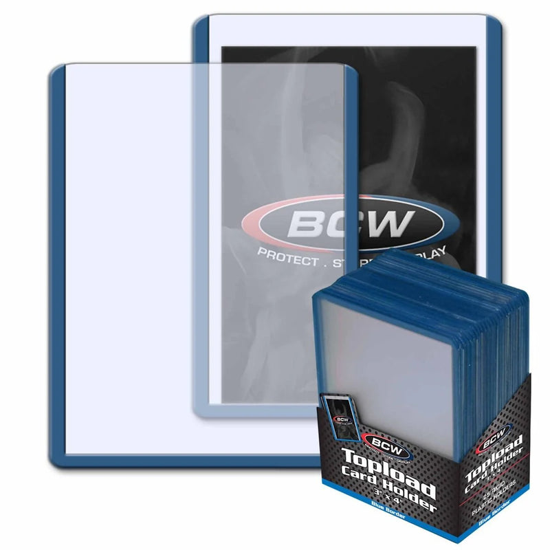 BCW 3"x4" Topload Card Holder - Blue Border (25ct)