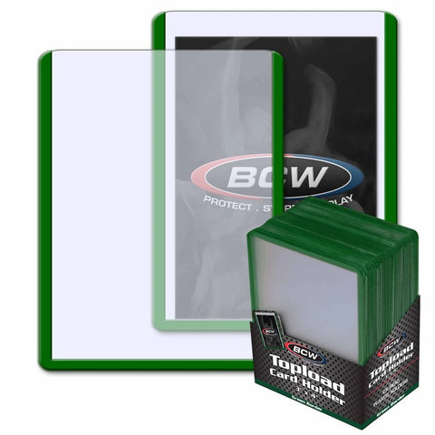 BCW 3"x4" Topload Card Holder - Green Border (25ct)