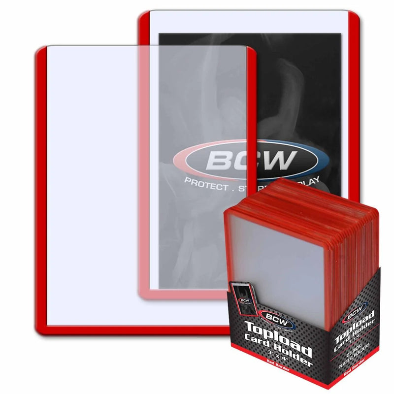BCW 3"x4" Topload Card Holder - Red Border (25ct)