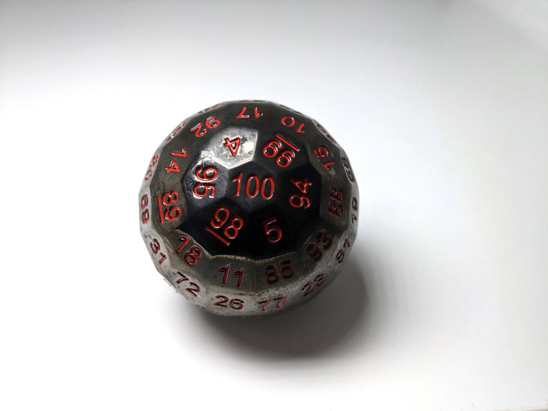 Titan's Fist 50mm Black w/ Blood Metal D100 Dice