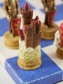 Chess Set - King Arthur Resin Men on Blue & Cream Board