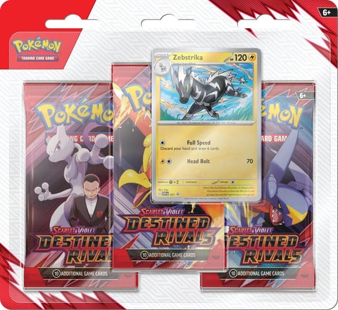 Scarlet & Violet: Destined Rivals - 3 Pack Blister (Zebstrika)