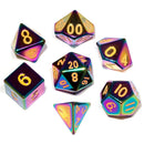 7-Set Metal Flame Torched Rainbow Dice