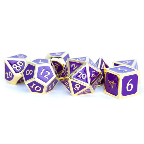 7-Set Metal Gold with Purple Enamel Dice