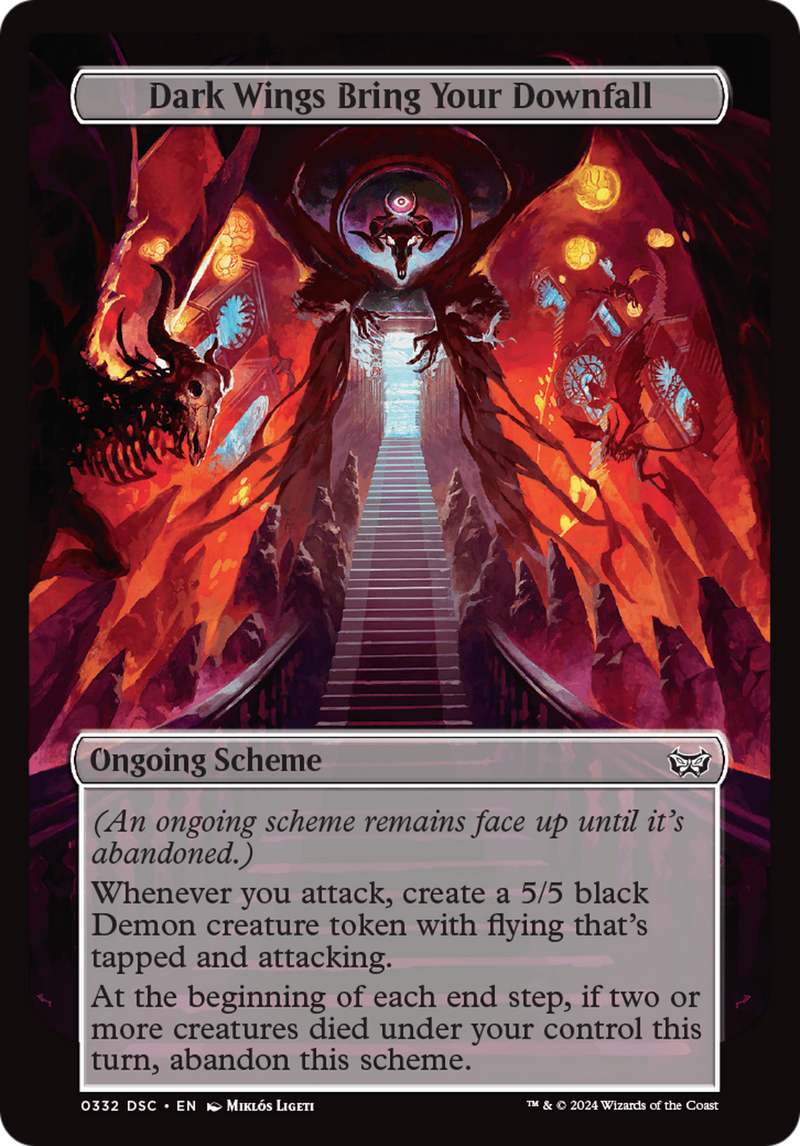mtg duskmourn demon cards Dark Wings Bring Your Downfall (Full Art) [Duskmourn: Archenemy]