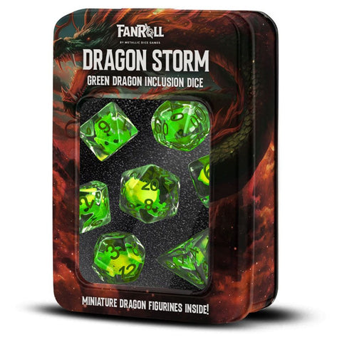 Dragon Storm Silicone Dice: Green Dragon Inclusion