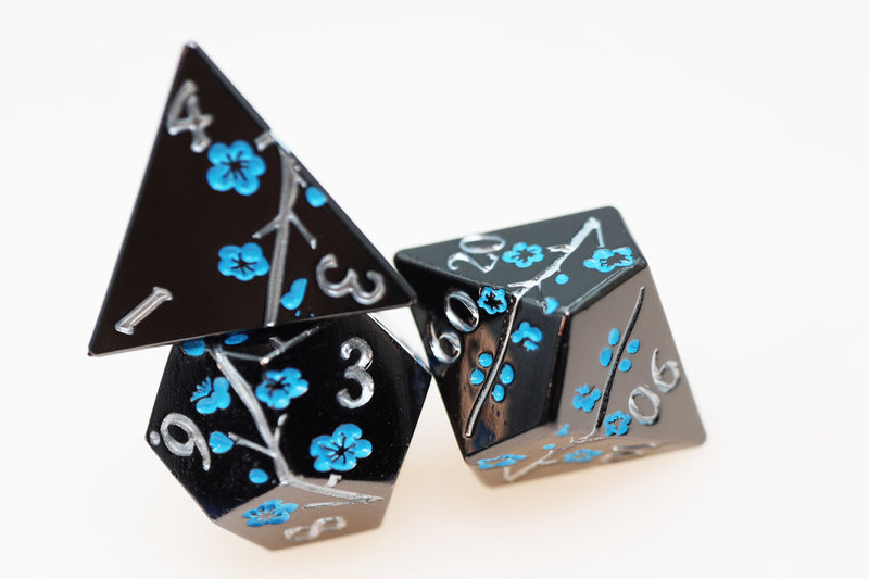 Metallic Bouquet: Dark Blue Pimpernel - Metal RPG Dice Set