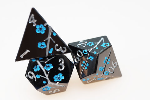 Metallic Bouquet: Dark Blue Pimpernel - Metal RPG Dice Set