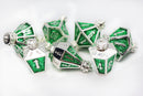 Moonlit Lantern: Silvered Acidfire - Metal RPG Dice Set