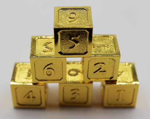 6 piece Metal D6s - Gold