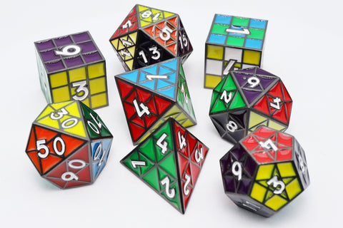 Puzzle Cube: Midnight Metal - Metal 8 piece Dice Set