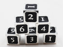 6 piece Metal D6s - Black and Silver