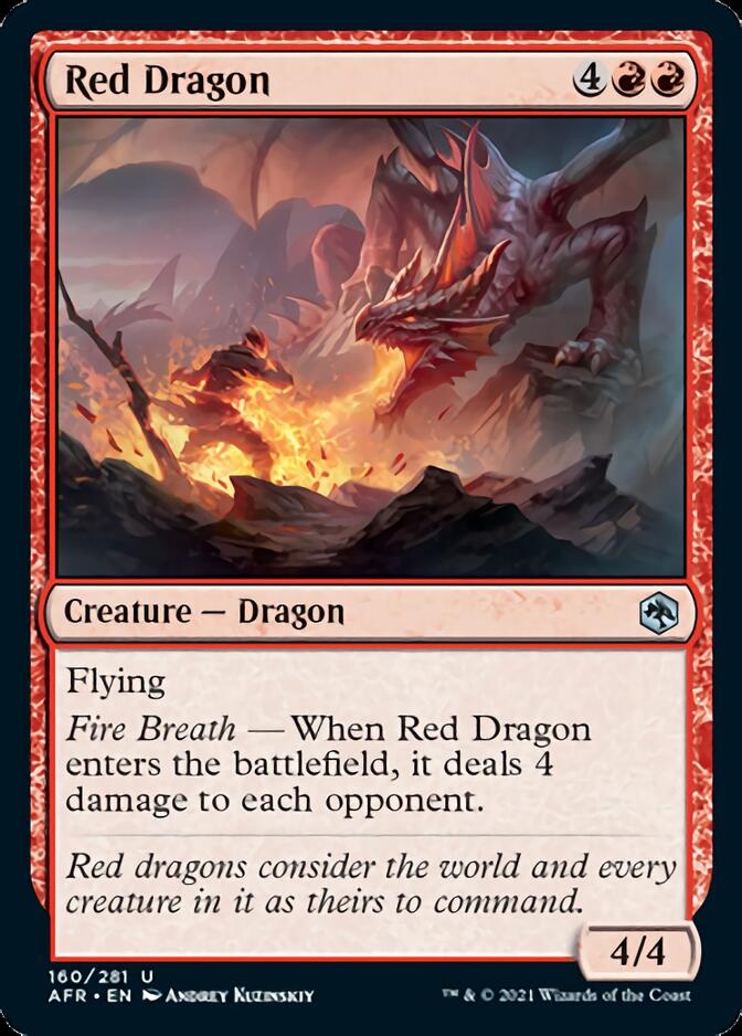 dungeons and dragons mtg cards Red Dragon Art Card (Gold-Stamped Signature) [Dungeons & Dragons: Adve Red Dragon [Dungeons & Dragons: