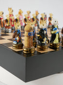 Chess Set - Cats & Dogs Resin Chessmen in Black/Maple Chest