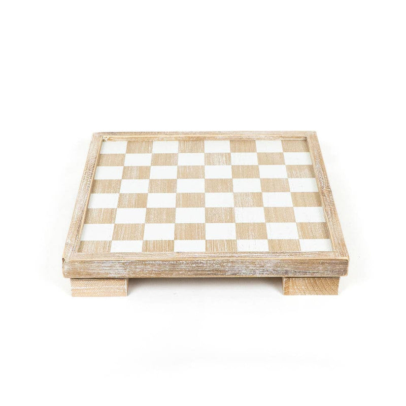 Wood Checkerboard Set with Storage, Natural 12x12x2