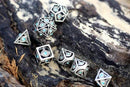Dragon's Eye Hollow Metal Dice Set - Aqua Blue Gems