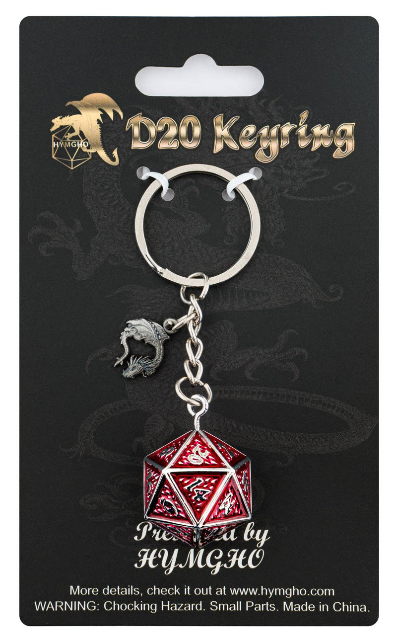 D20 Dice Keychain Behemoth - Blood on Gunmetal