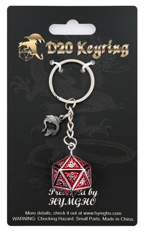 D20 Dice Keychain Behemoth - Blood on Gunmetal