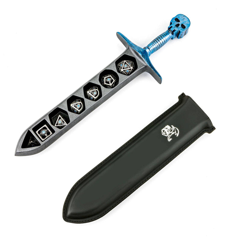 Grim Dagger Dice Case with sheath cover - Blue