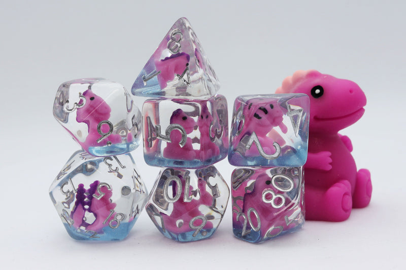 Pink T-Rex RPG Dice Set