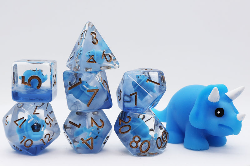 Blue Triceratops RPG Dice Set