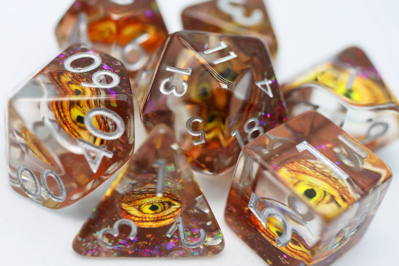 Golden Dragon Eye RPG Dice Set