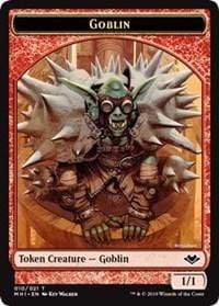 Goblin (010) // Emblem - Serra the Benevolent (020) Double-sided Token [Modern Horizons Tokens]