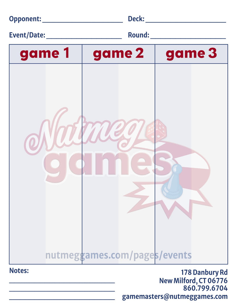Nutmeg Games Score Pad