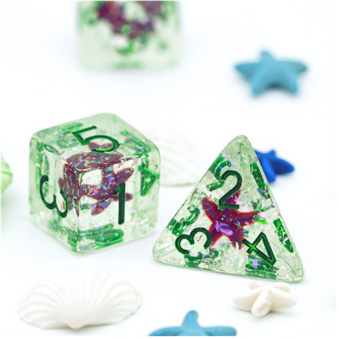 Ocean Sparkle Starfish RPG Dice Set