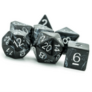 Black Brushed White Silk RPG Dice Set