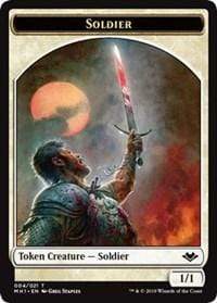 Soldier (004) // Emblem - Serra the Benevolent (020) Double-sided Token [Modern Horizons Tokens]