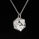 Solid Metal D20 Necklace - Silver